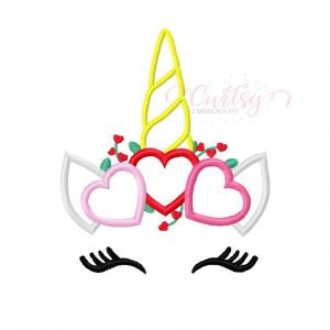 Valentine Unicorn Applique