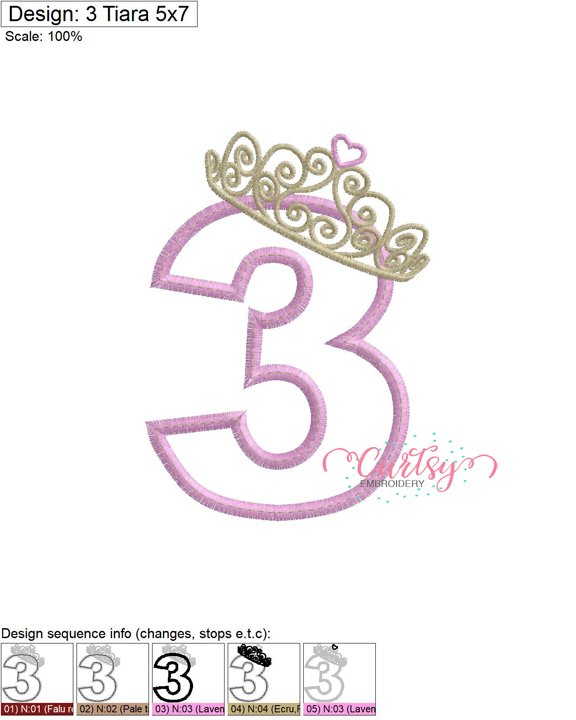 3 Tiara Applique Stitch Map 72