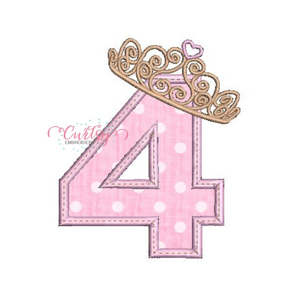 4th Birthday Tiara Applique Design 2 4th Birthday Tiara Applique Design 2