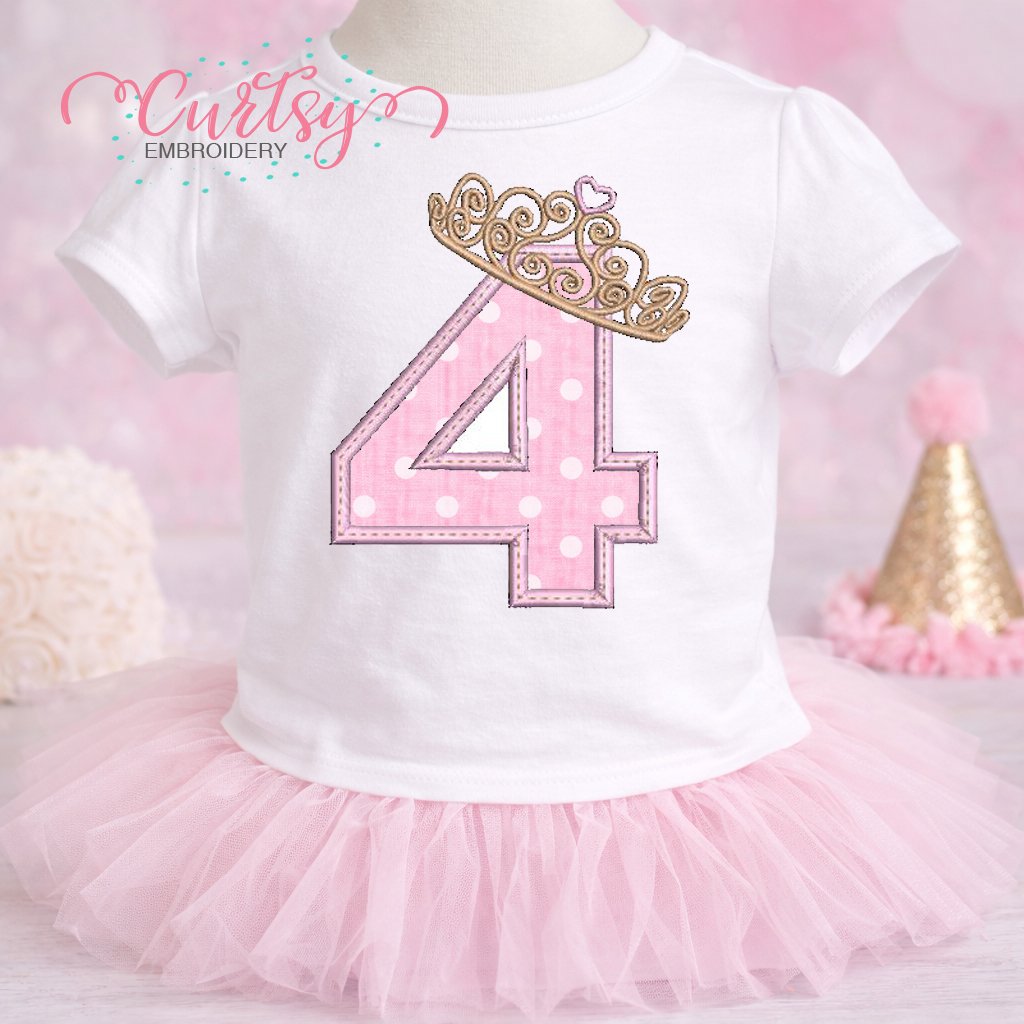 4th Birthday Tiara Applique Design lifestyle logo 1