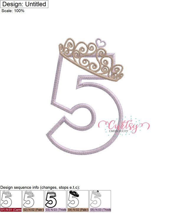 5 Tiara Applique Stitch Map 72