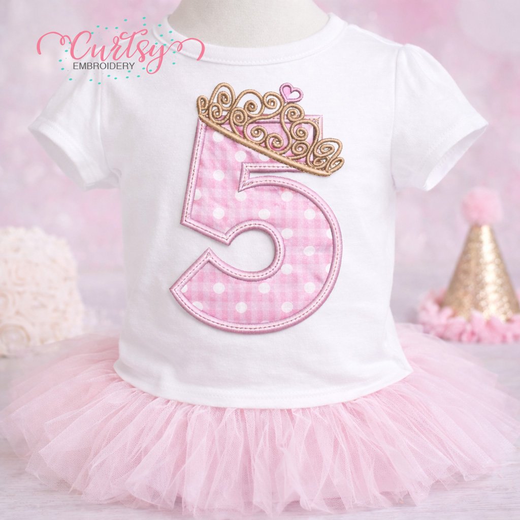 5th Birthday Tiara Applique Design lifestyle logo 1