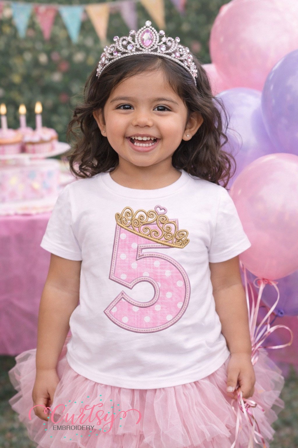 5th Birthday Tiara Applique Design lifestyle logo 2