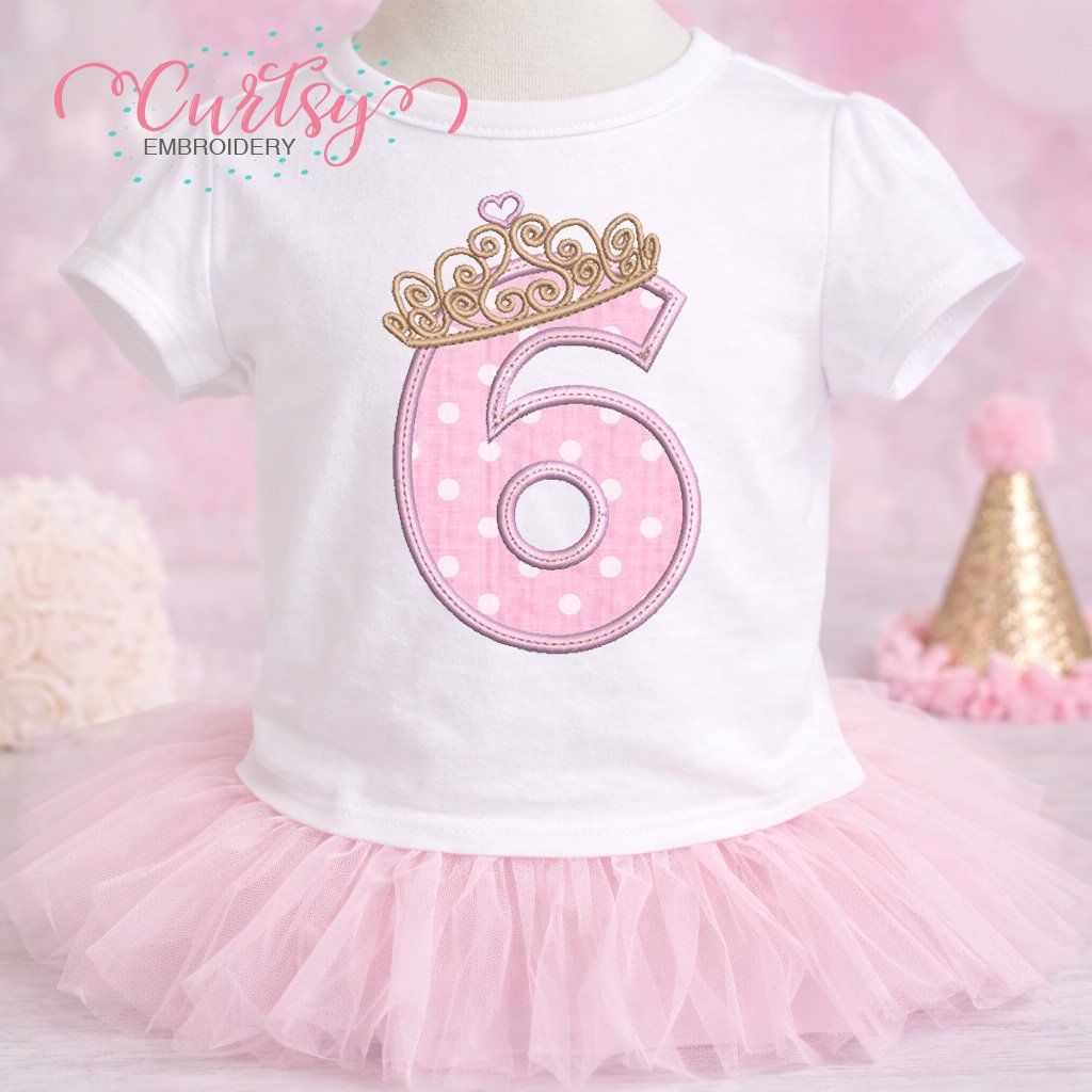 6th Birthday Tiara Applique Design lifestyle logo 1