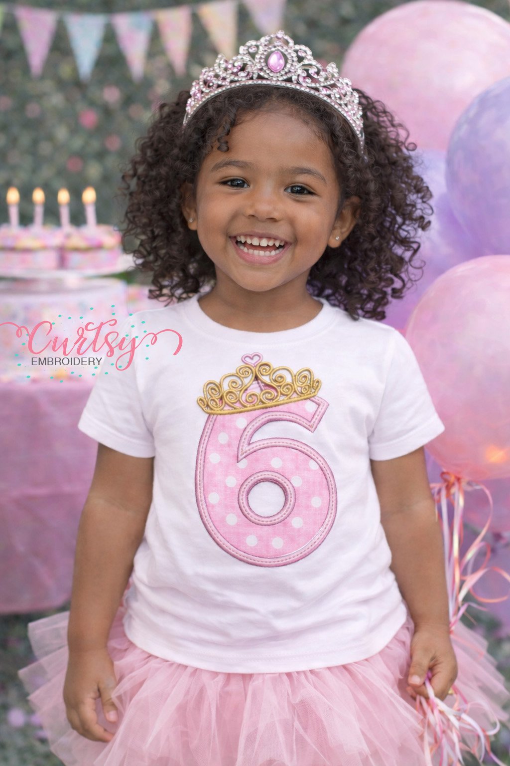6th Birthday Tiara Applique Design lifestyle logo 2