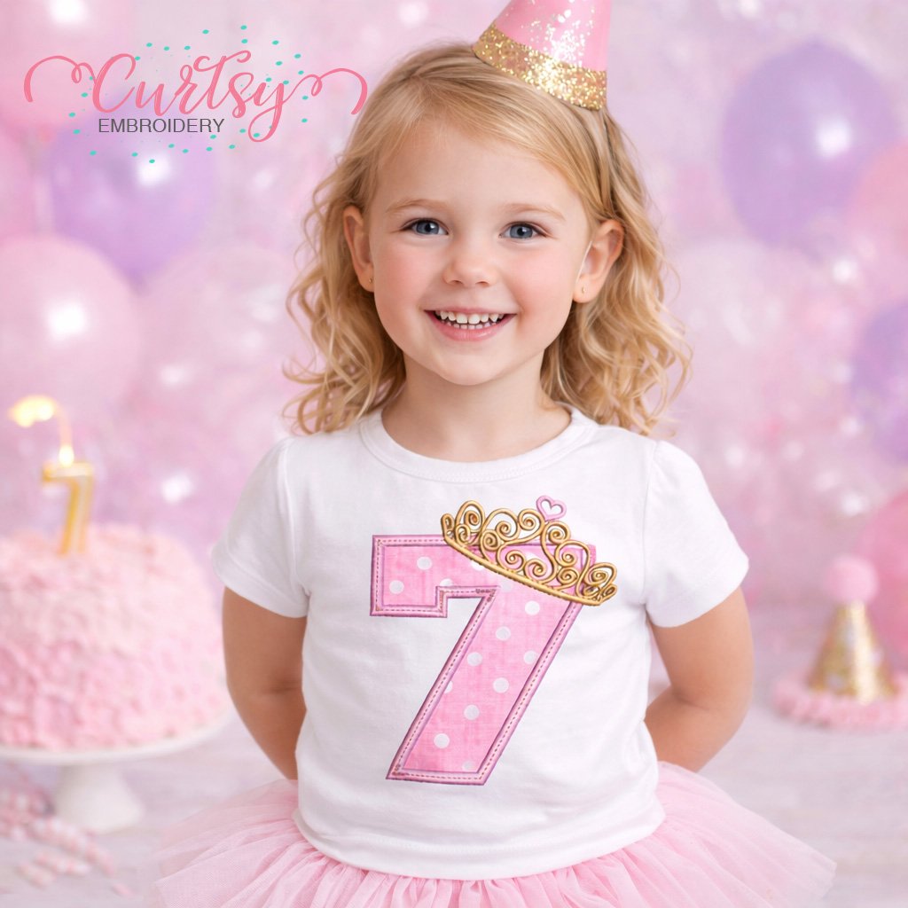 7th Birthday Applique Design lifestyle logo 2