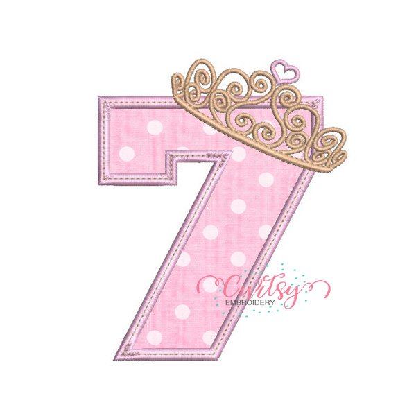 7th Birthday Tiara Applique Design 2