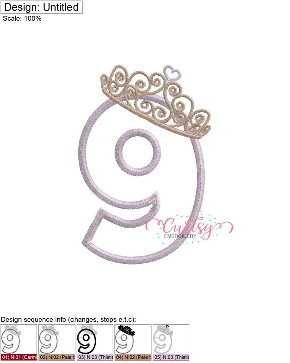 9 Tiara Applique Stitch Map 72