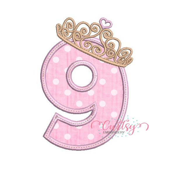 9th Birthday Crown Applique