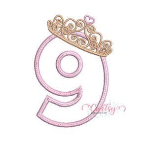 9th Birthday Tiara Applique
