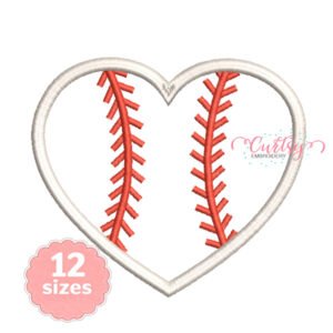 Baseball Heart Applique Design