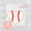 Baseball Heart Applique Design 600