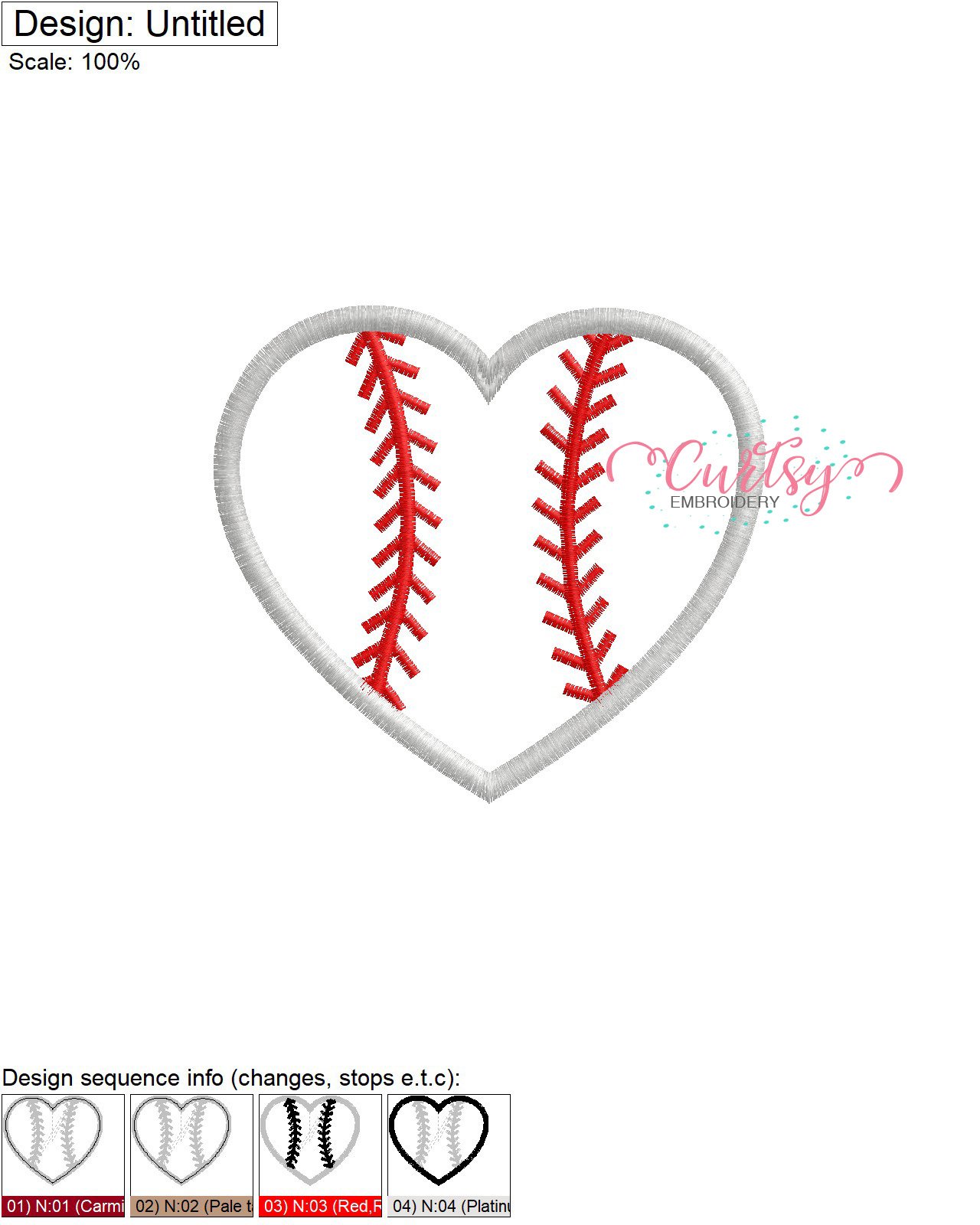 Baseball Heart Applique Design Stitch Map Baseball Heart Applique Design Stitch Map