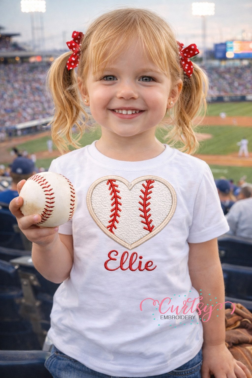 Baseball Heart Applique Design logo 1