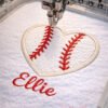 Baseball Heart Applique Design logo 3