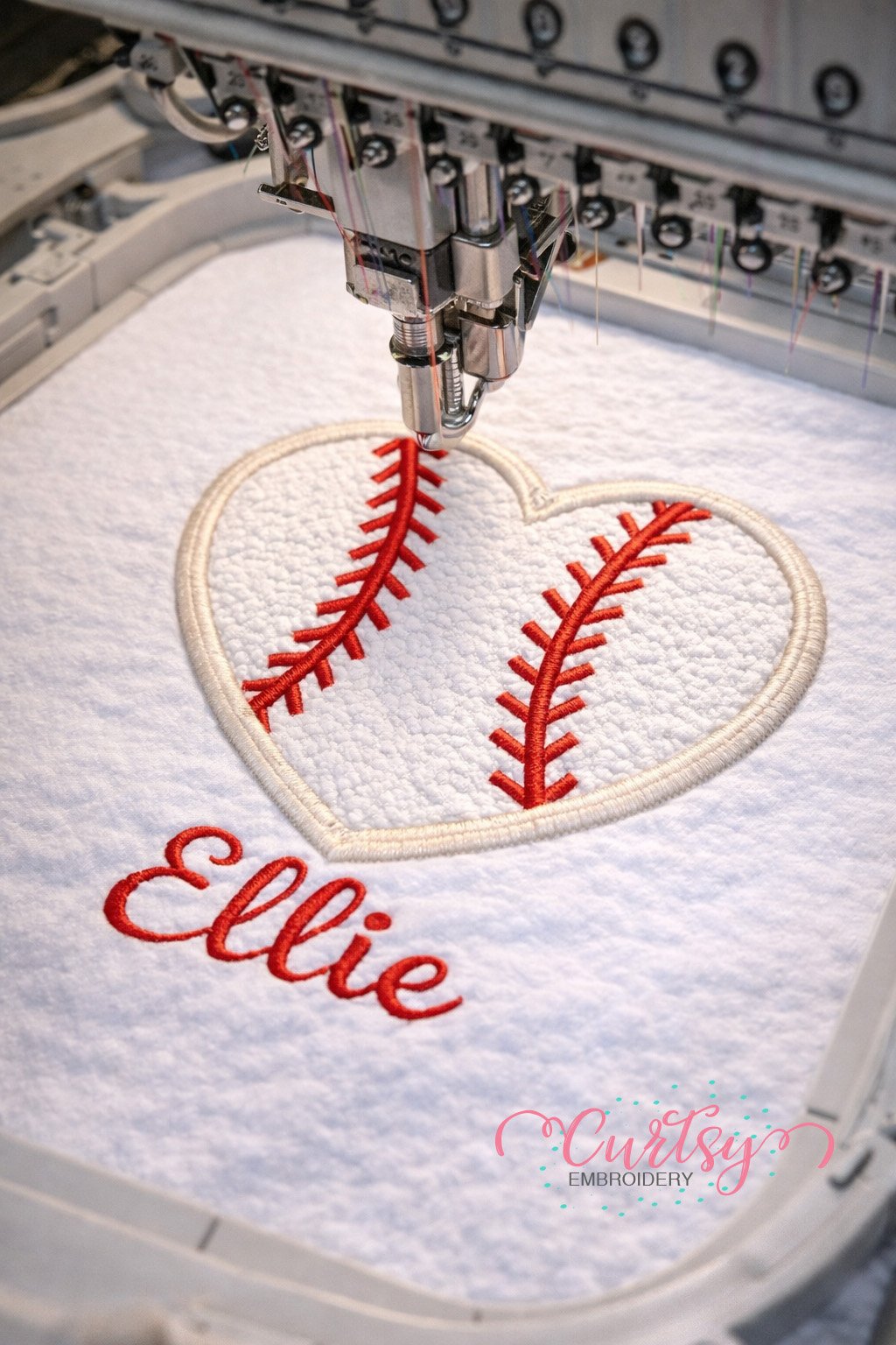 Baseball Heart Applique Design logo 3