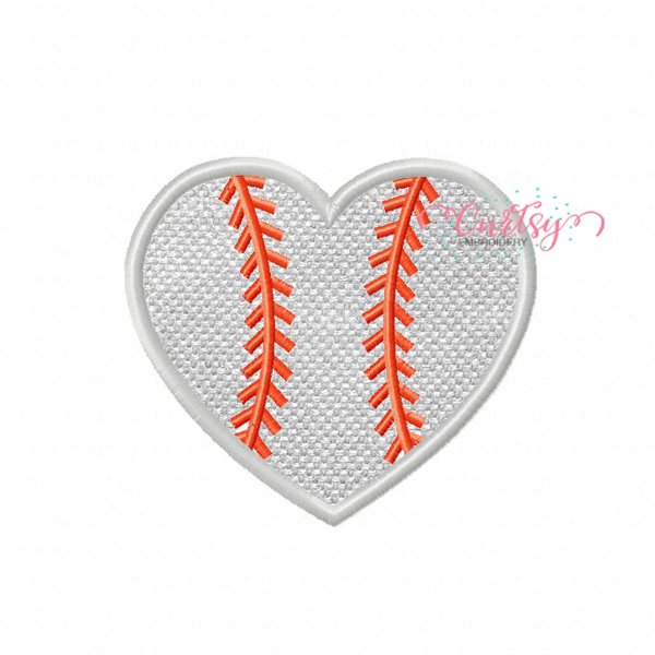 Baseball Heart Embroidery Design