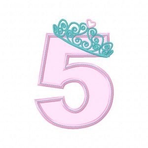 Tiara Applique Design Fifth Birthday