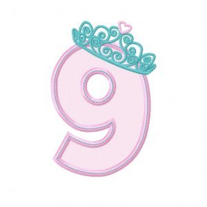 Tiara Applique Design Ninth Birthday