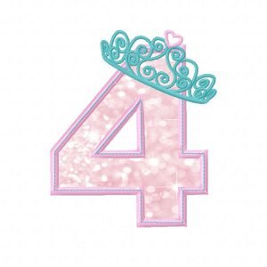 Tiara Applique Design Fourth Birthday
