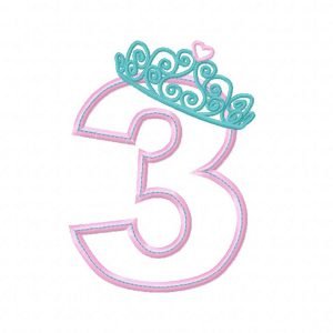 Tiara Applique Design Third Birthday