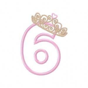 Tiara Applique Design Sixth Birthday
