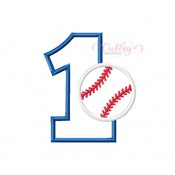 1 Baseball Applique Design 1 Baseball Applique Design