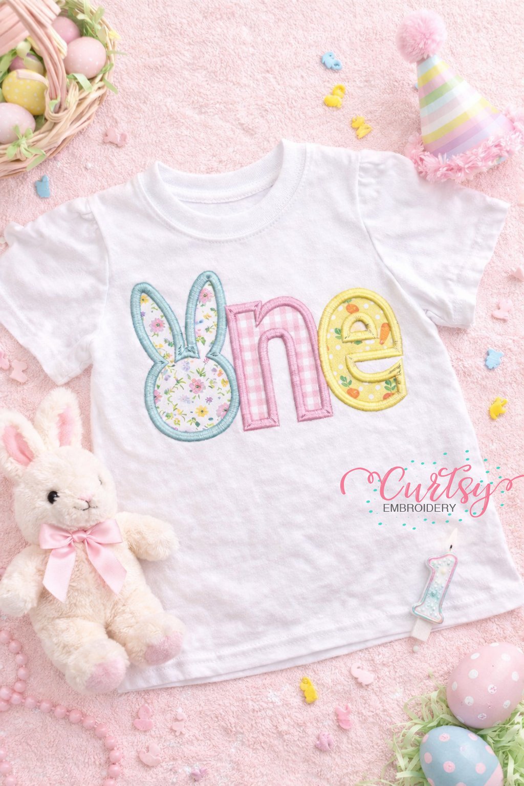 Bunny ONE Applique Embroidery Design _ Logo 1