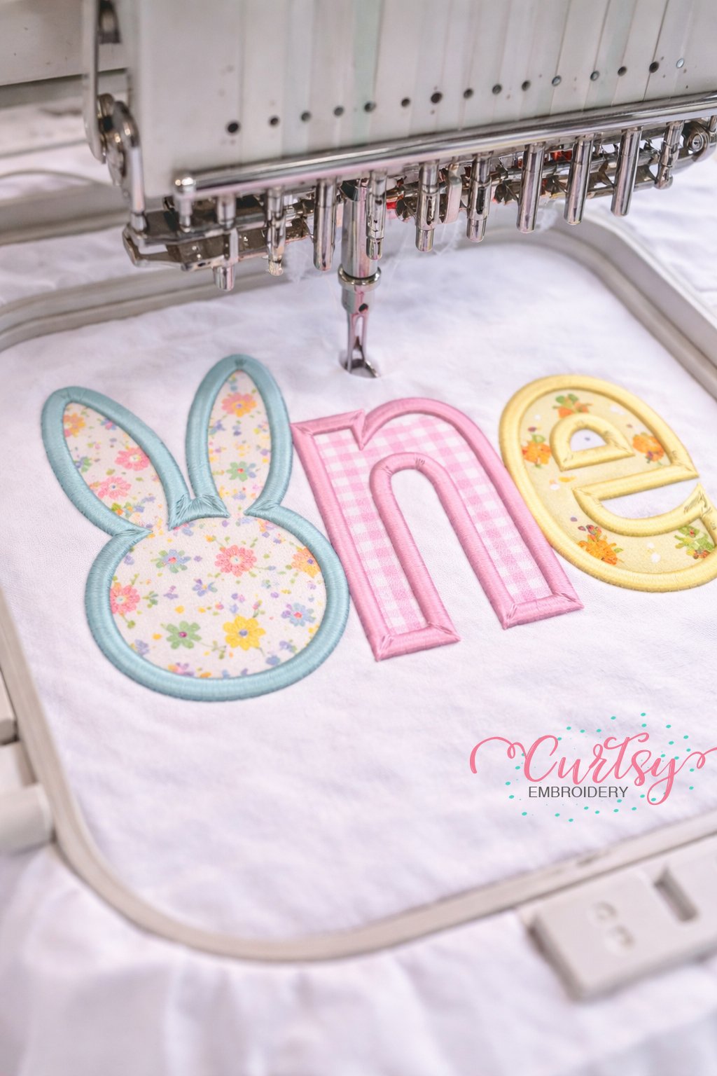 Bunny ONE Applique Embroidery Design _ Logo 3