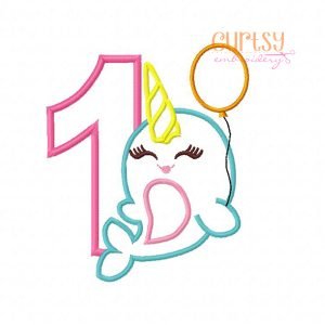 First Birthday Narwhal Applique