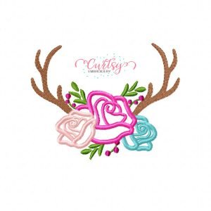 Antlers Flowers Applique