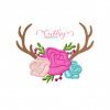 Antlers Flowers Applique Embroidery Design