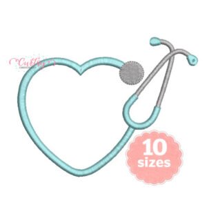 Stethoscope Heart Embroidery Design