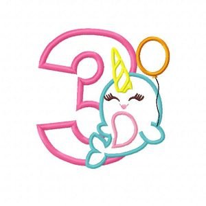 Third Birthday Narwhal Applique
