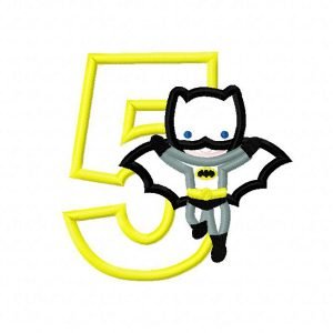 Five Bat Boy Applique Design