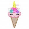 Unicorn Ice Cream Cone Applique Embroidery Design