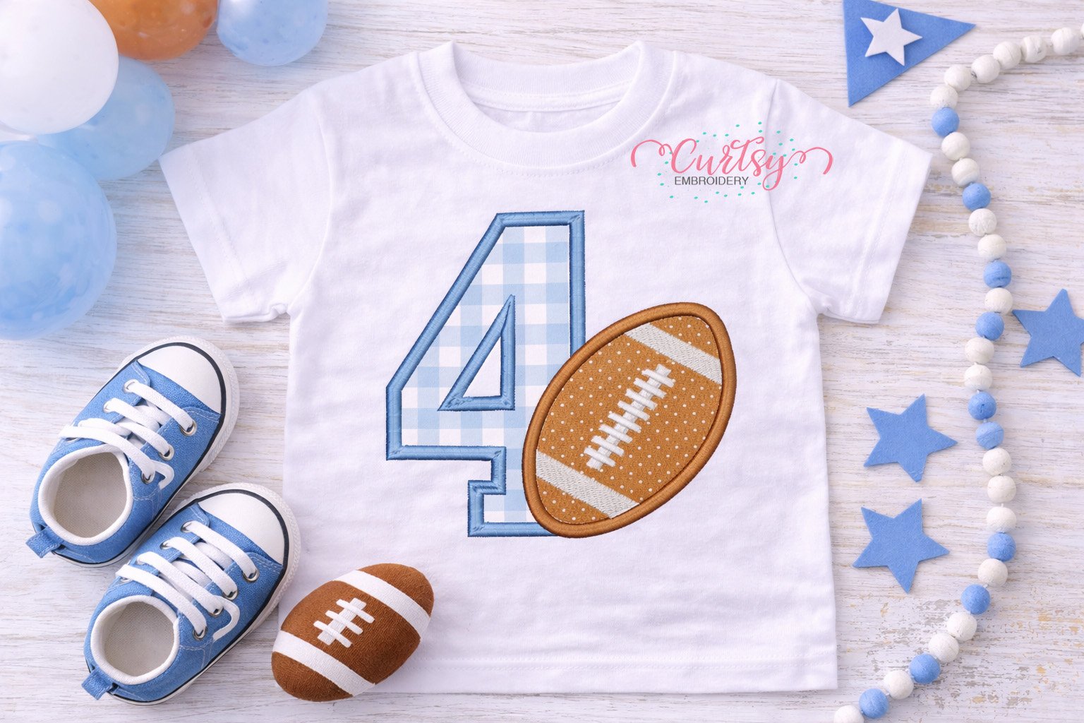 4th Birthday Football Appliqu Design _ Logo 1