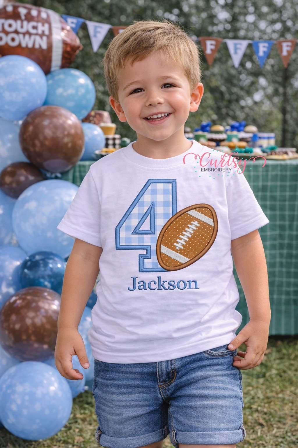 4th Birthday Football Appliqu Design _ Logo 2