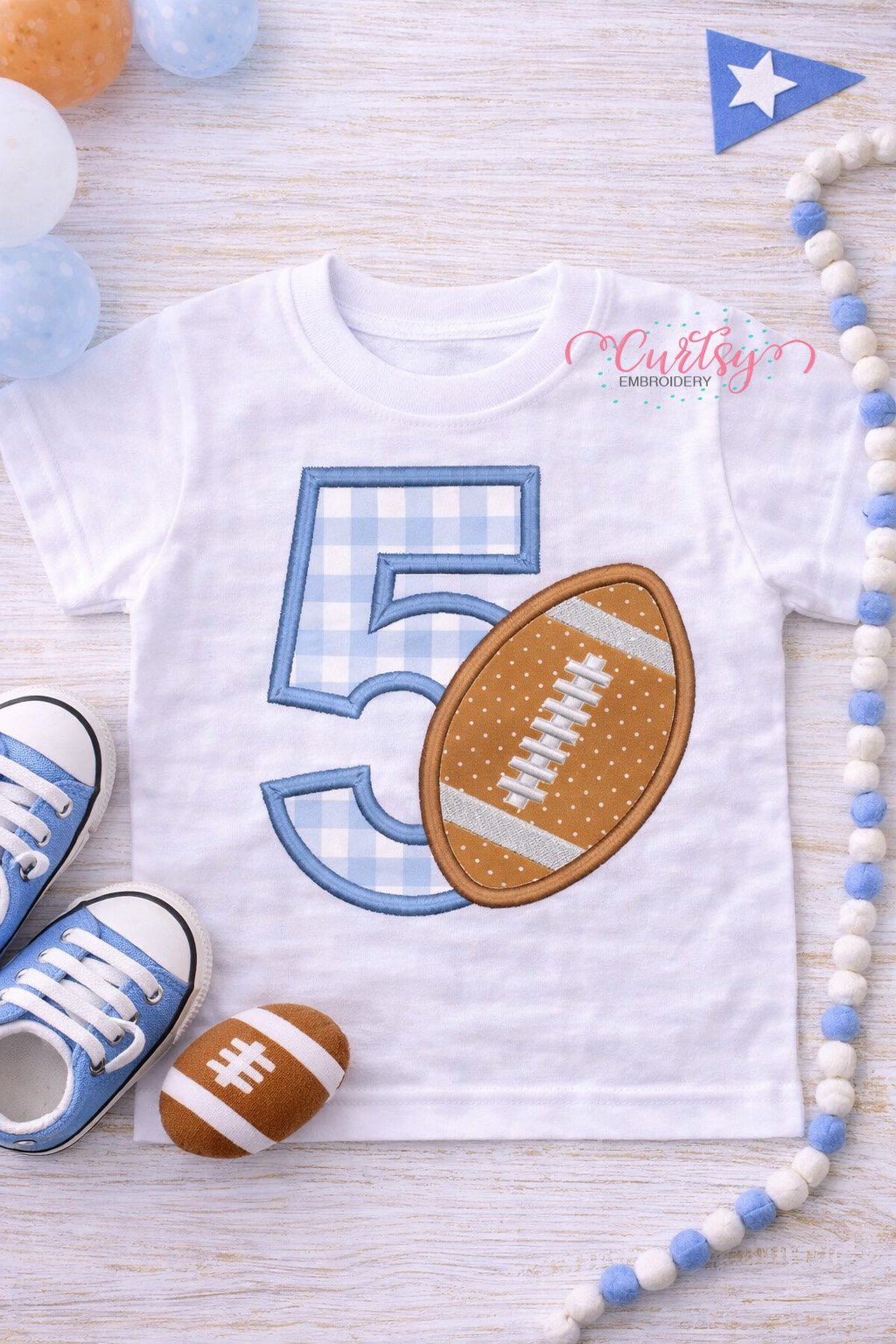 5th Birthday Football Applique Design _ Logo 1