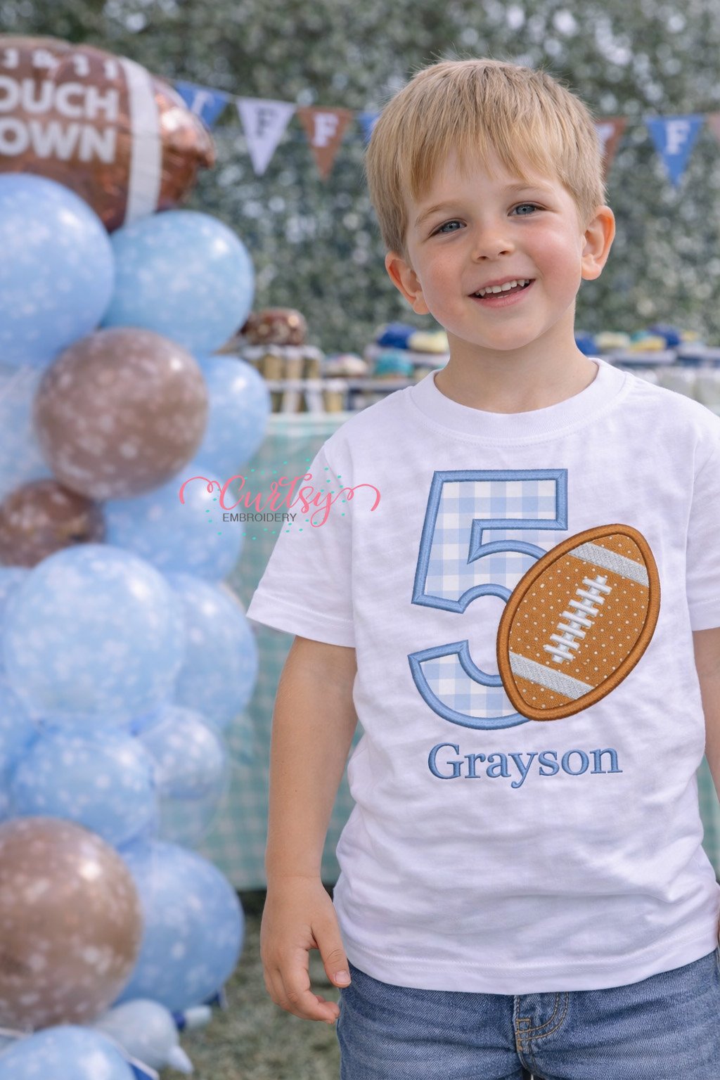 5th Birthday Football Applique Design _ Logo 2
