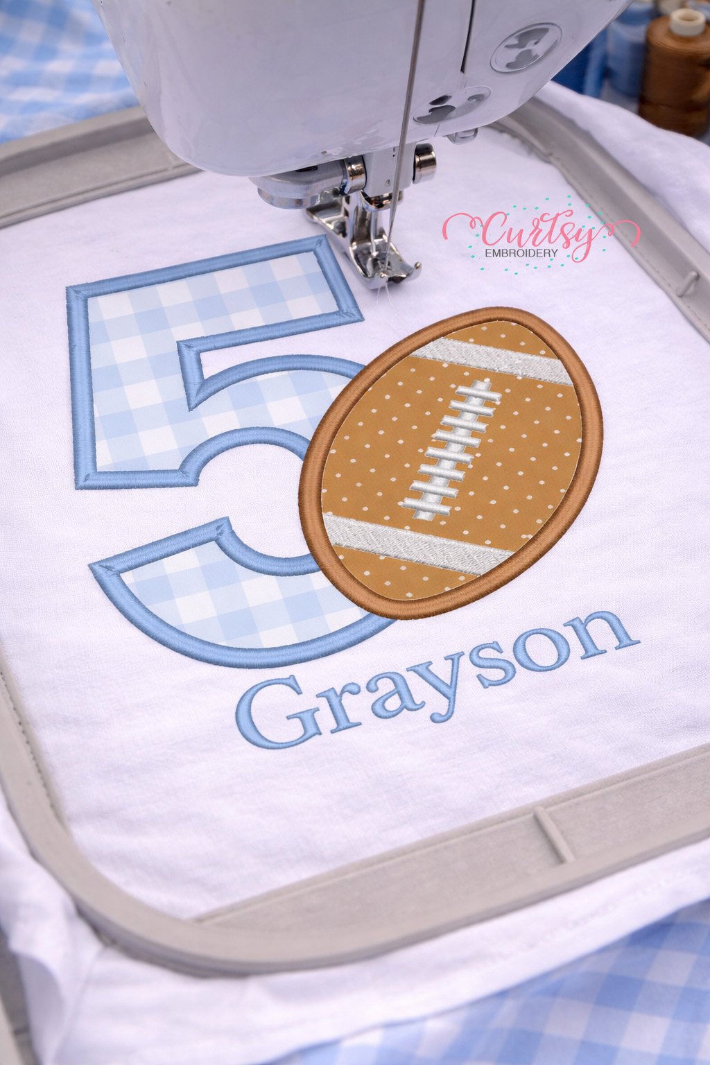 5th Birthday Football Applique Design _ Logo 3