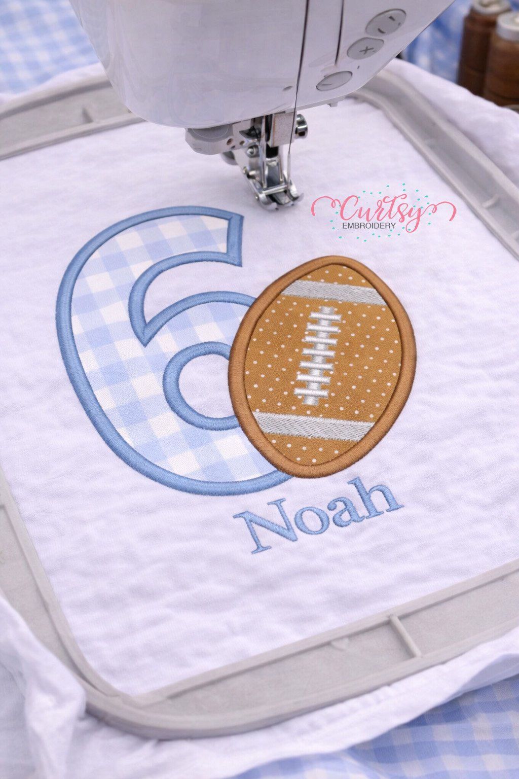 6th Birthday Football Applique Design _ Logo 3