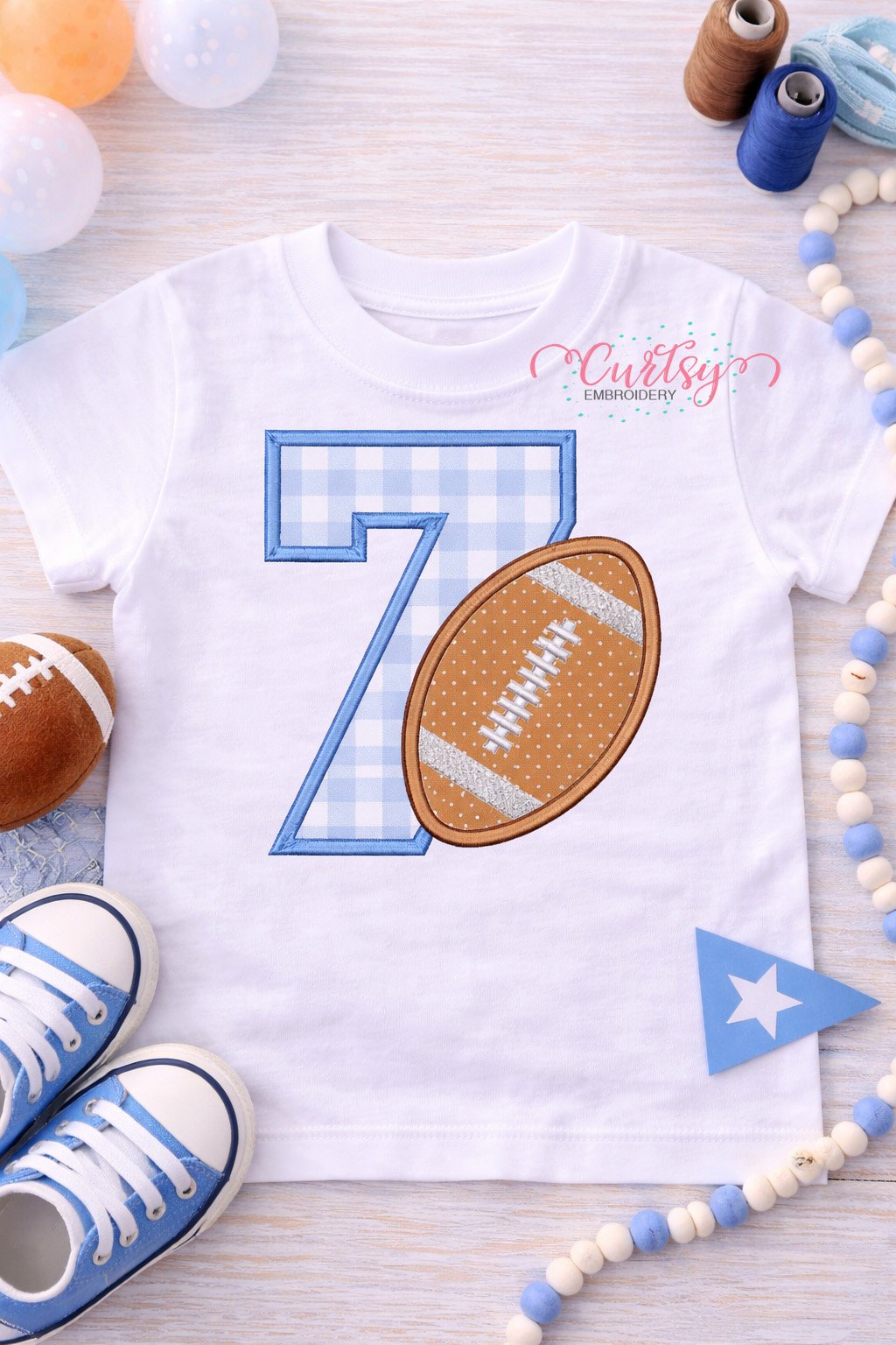 7th Birthday Football Applique Design _ Logo 1
