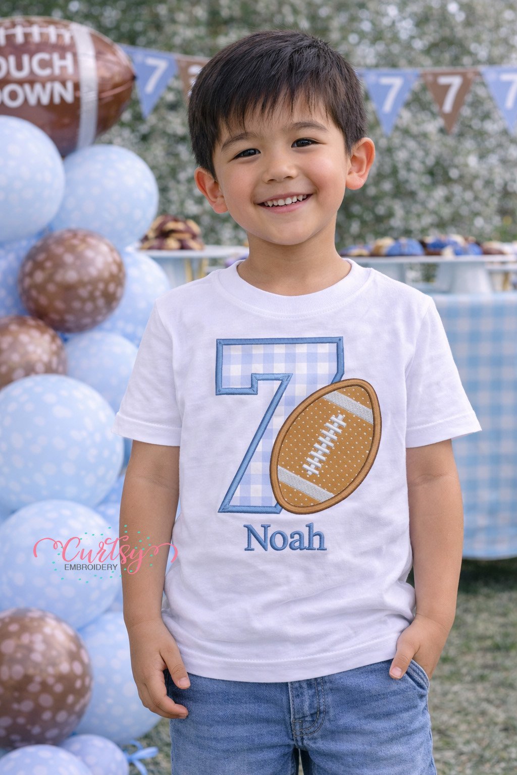 7th Birthday Football Applique Design _ Logo 2
