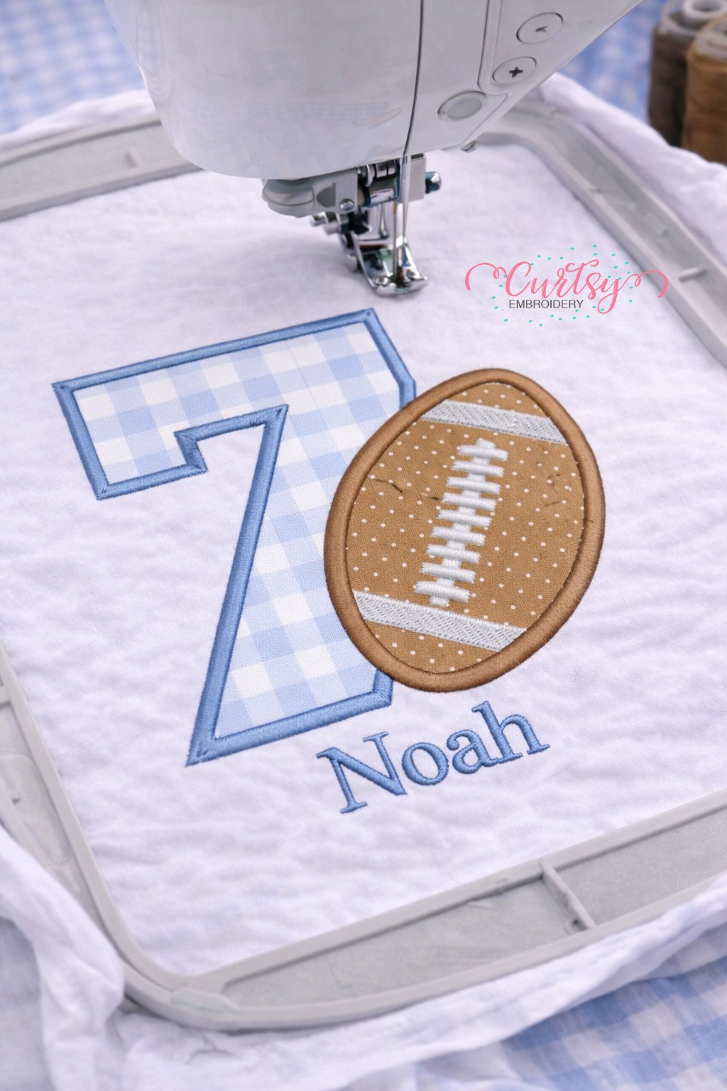 7th Birthday Football Applique Design _ Logo 3