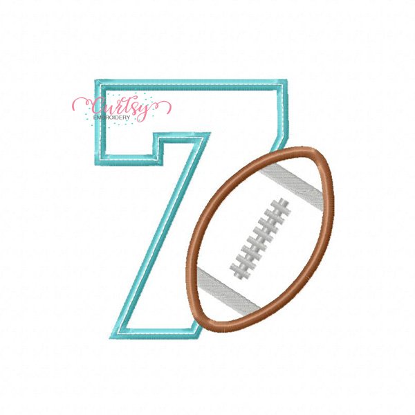 7th Birthday Football Applique Design 7th Birthday Football Applique Design