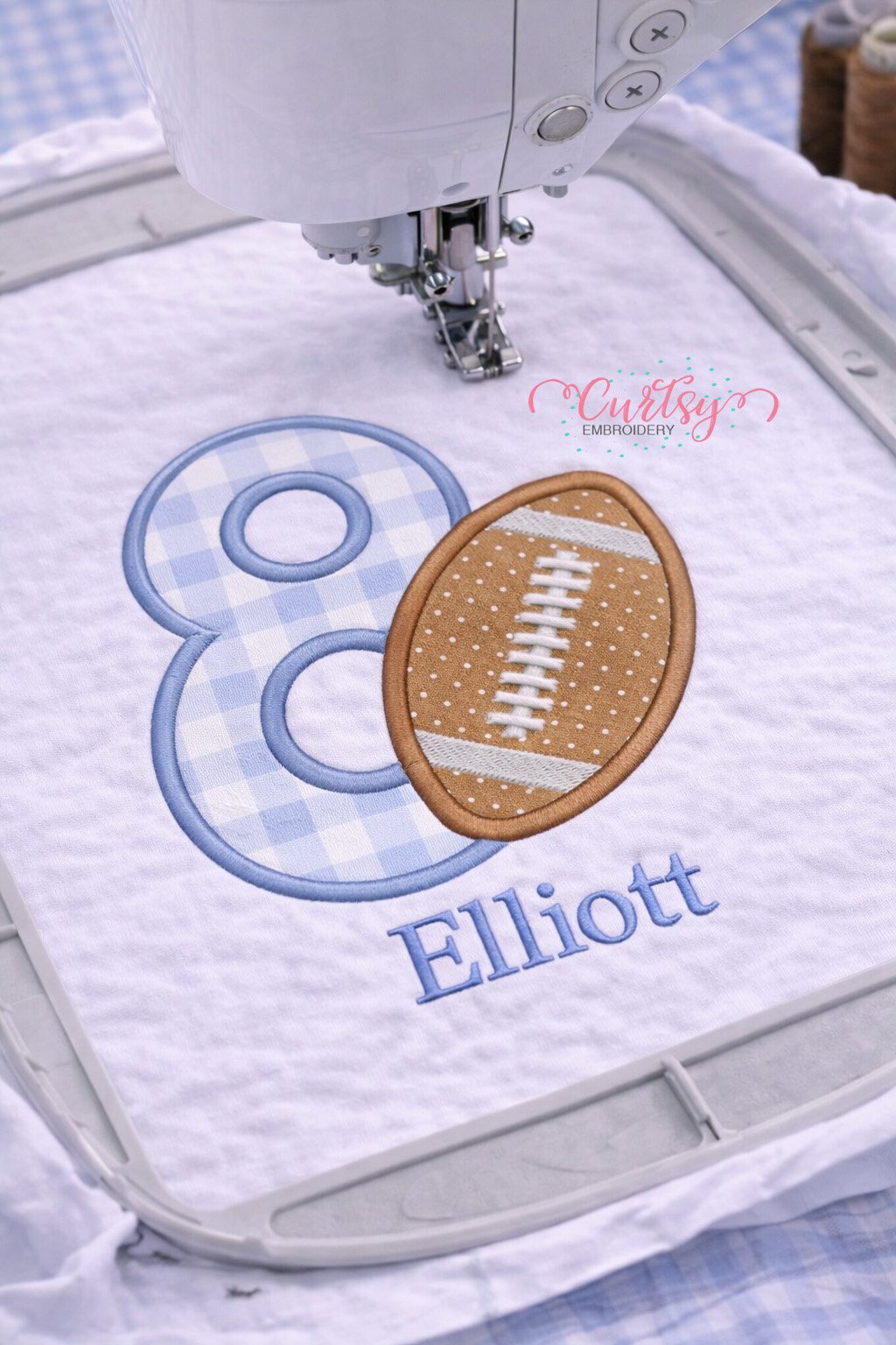 8th Birthday Football Applique Design _ Logo 3