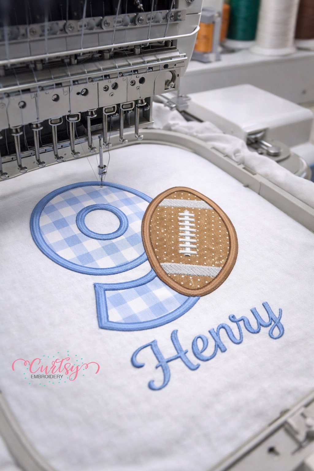 9th Birthday Football Applique Design _ Logo 3