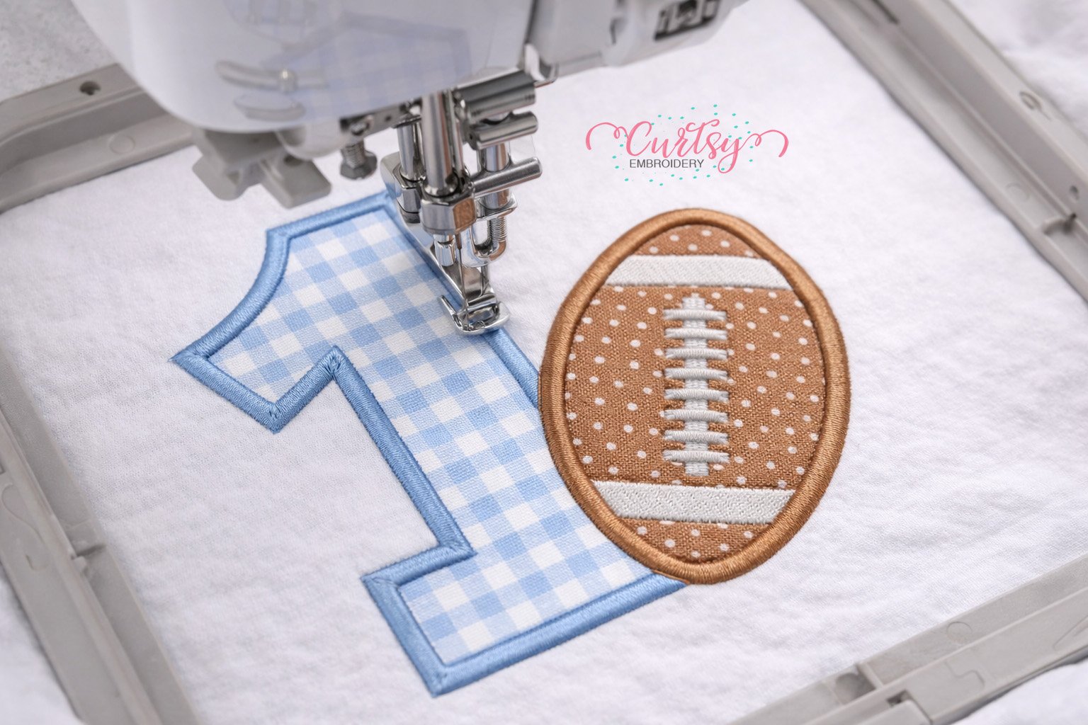 First Birthday Football Applique Design _ Logo 3