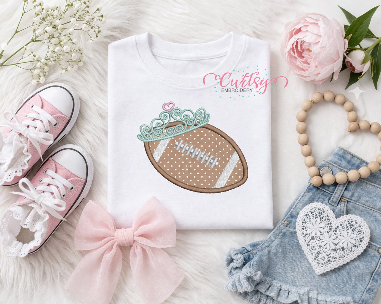 Football with Tiara Applique Design _ Logo 1